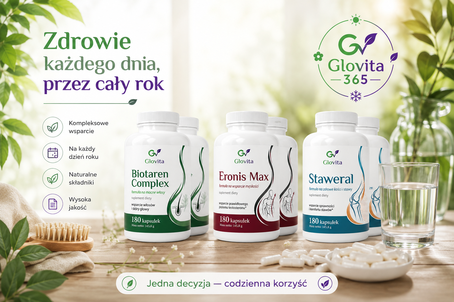 Glovita365 — 79 zł miesięcznie, cały rok suplementacji w jednej przesyłce